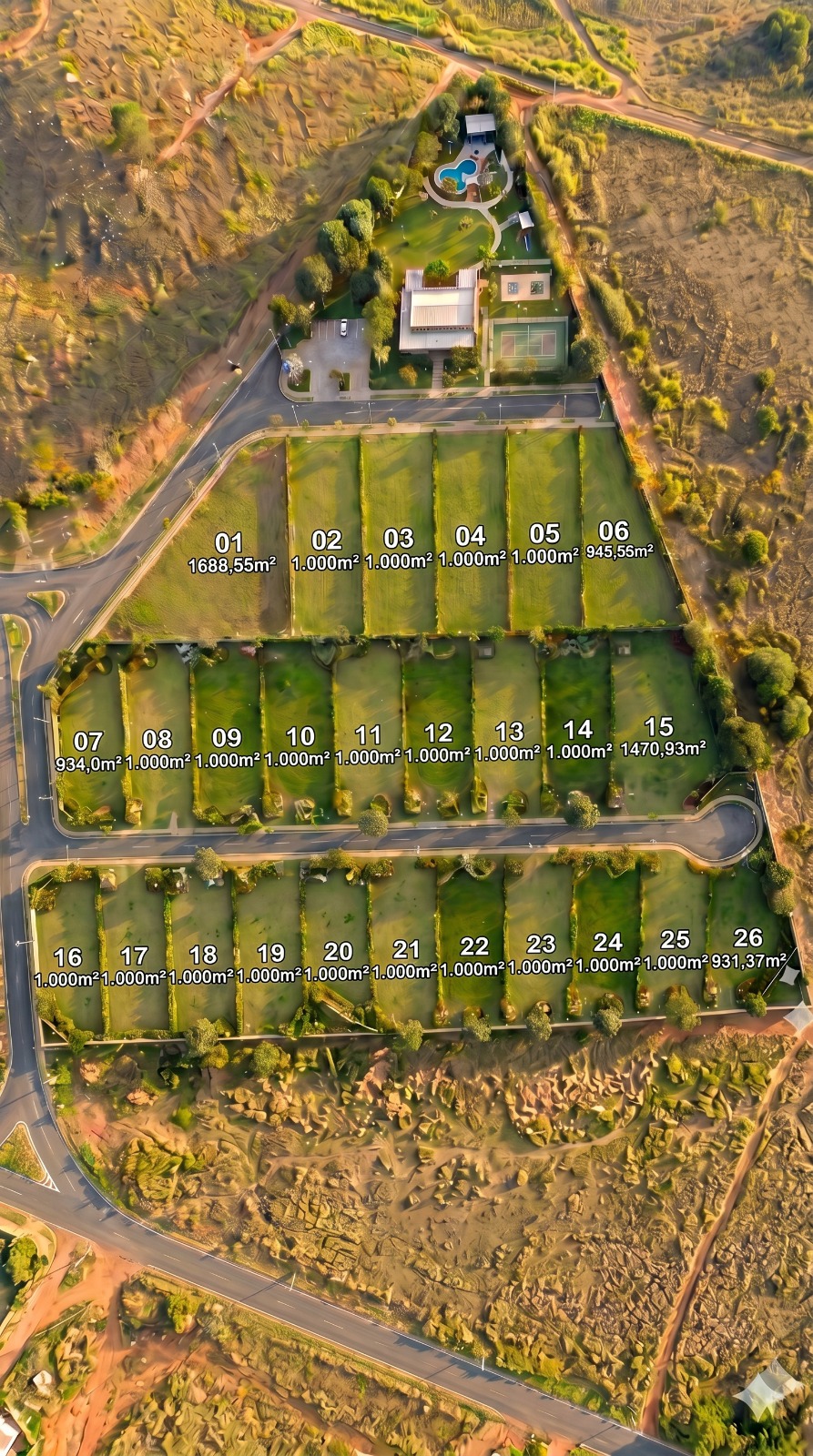 Vista aérea dos lotes do Residencial Recanto do Sol